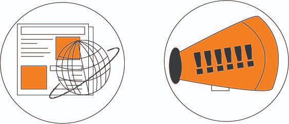 newspaper icon & cheerleading icon